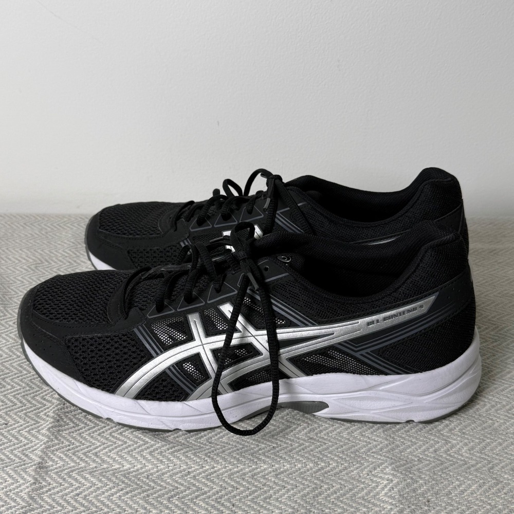 Asics Gel-Contend 4 Mens 11.5 4E Extra Wide Black Silver Running Shoes T716N - Picture 2 of 8